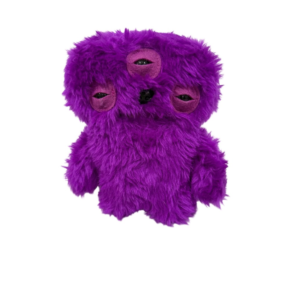 Fuggler Fart Face Annoyed Alien 9" Soft Toy Plush Long Purple Fur Sound Working